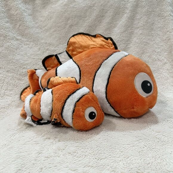 Disney Pixar Finding Nemo Lot Of Two Clownfish Plush Big Small Orange Fish Toy - Picture 2 of 7